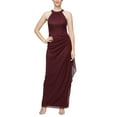 thumbnail image 1 of Alex Evenings Long Sleeveless Halter Neck Dress (Womens, Fig, 16), 1 of 2