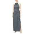 thumbnail image 1 of Alex Evenings Long Sleeveless Halter Neck Dress (Womens, Smoke, 4), 1 of 2
