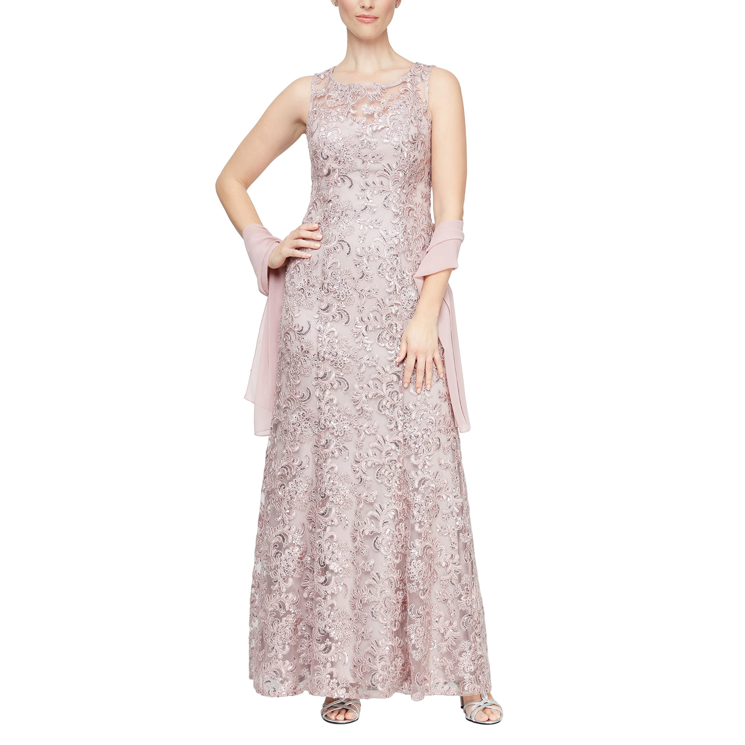 blush lace long sleeve dress Modest Lace Appliques Nude Pink Tulle Bridesmaid Dresses With Sleeves main image 0