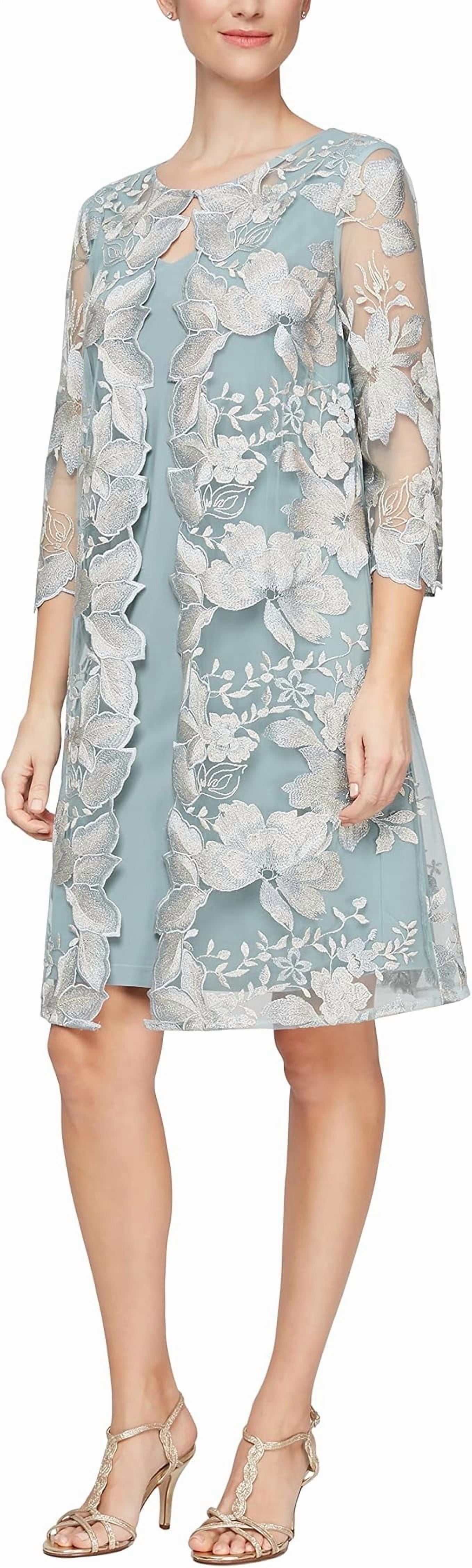 Alex Evenings Mock Jacket Short Floral, Dress Women's - Walmart.com