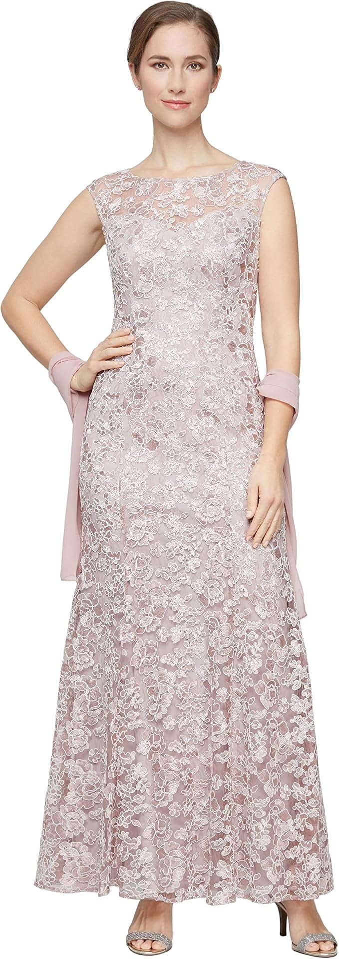 Alex Evenings Mother of The Bride Long Sleeveless A-line Lace Dress,  Women's - Walmart.com