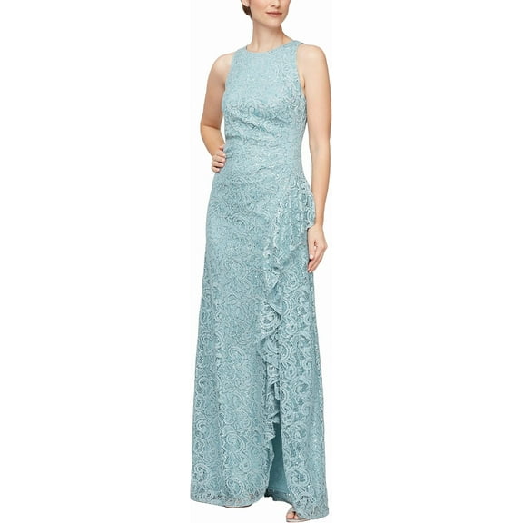 Alex Evenings Mother of The Bride Long Sleeveless Lace, Sequined Maxi Dress, Women's