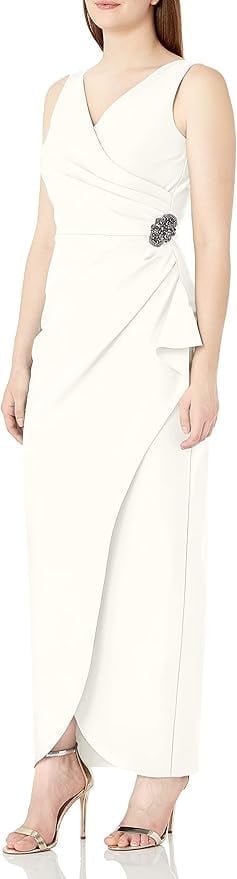 Alex Evenings Mother of the Bride V-Neck Sleeveless Ruched Dress,  Embellished, Women's - Walmart.com