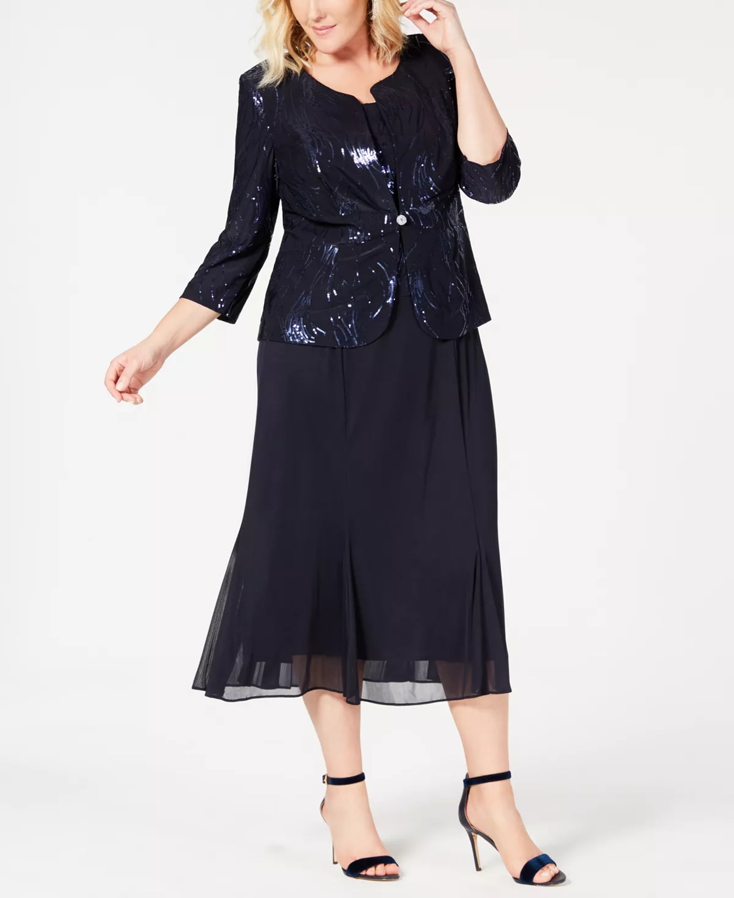 Alex Evenings Plus Size Sequined Chiffon Dress and Jacket Walmart
