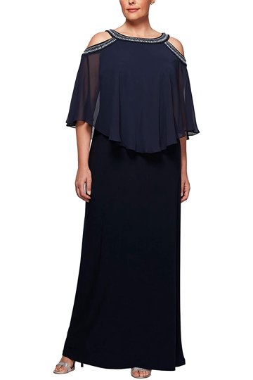 green emerald velvet dress Alex Evenings AE432833 Plus Size Long Beaded Dress