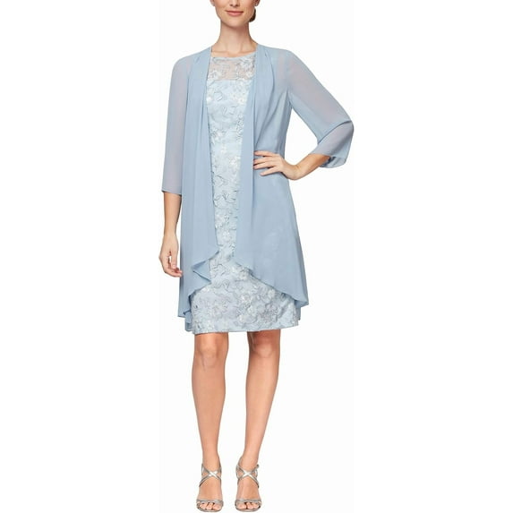 Alex Evenings Short Embroidered Dress with Illusion Jacket, Lace, Women's