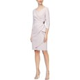 thumbnail image 1 of Alex Evenings Slimming Short Sheath V-Neck 3/4 Sleeve Cocktail Dress, Women's, 1 of 3