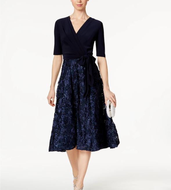 Alex evenings rosette skirt dress clearance