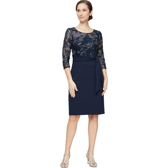 Alex Evenings Women's Cocktail Dress with Tie Waist