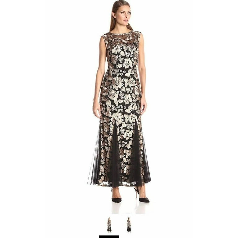 Alex Evenings Women s Embroidered Dress with Illusion Neckline Size 18