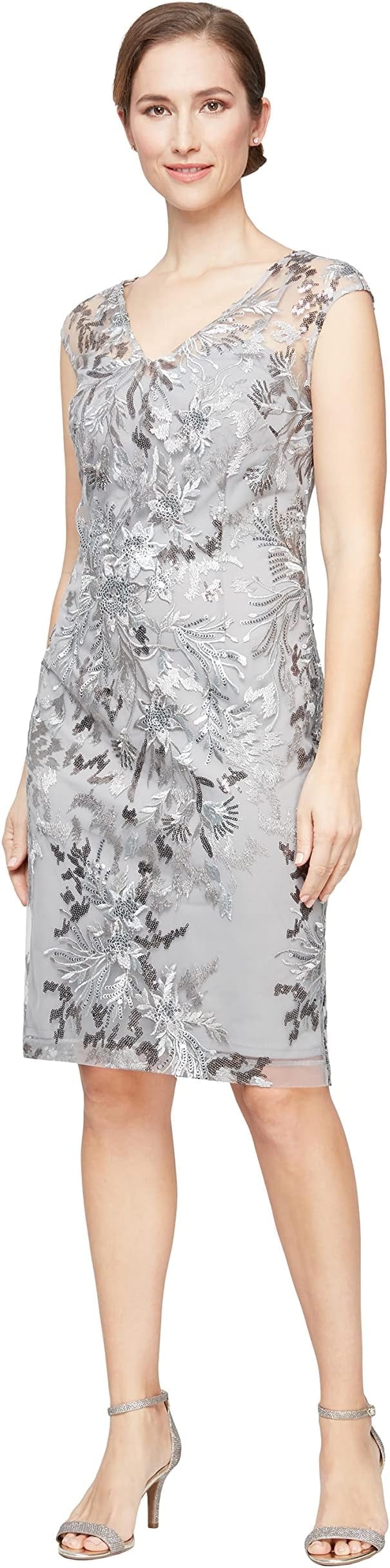 alex evenings floral embroidered sheath dress Alex Evenings Emily Embroidered Fit and Flare Dress ROSE GOLD / 20 main image 1