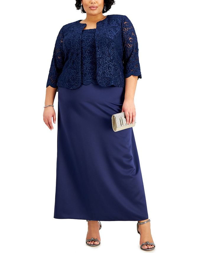 Alex Evenings Women's Lace Dress & Jacket Blue Size 20W - Walmart.com