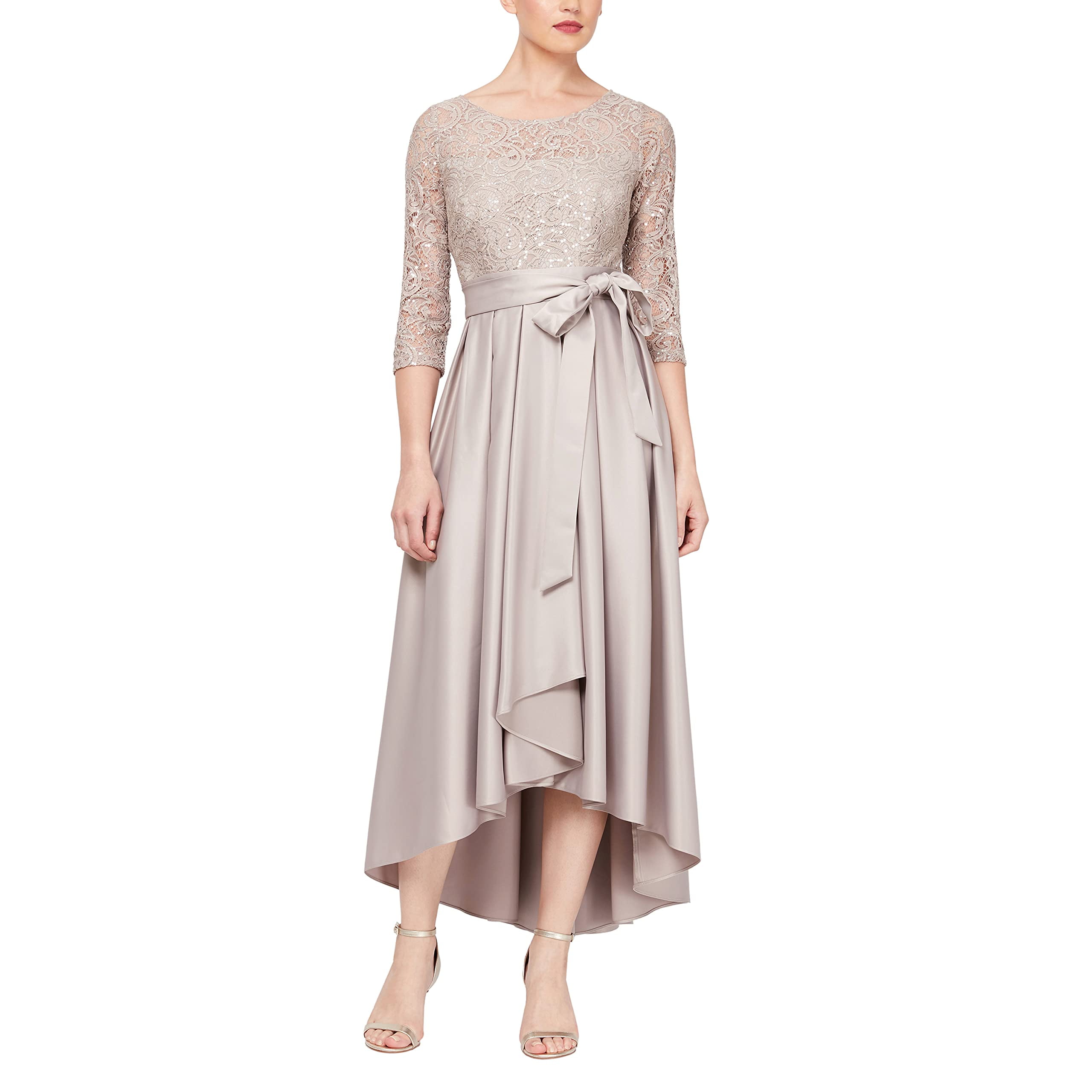 Alex Evenings Women's Lace Satin Ballgown Party Cocktail Dress with Pockets  16 Buff Sequined Bodice - Walmart.com