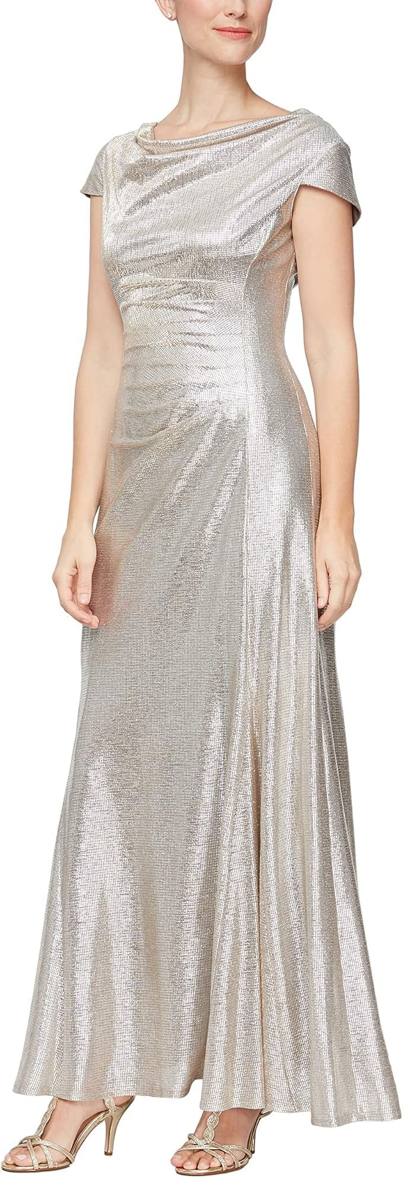 slim fit dress slacks Alex Evenings Draped Gown & Glitter Bolero Jacket main image 0