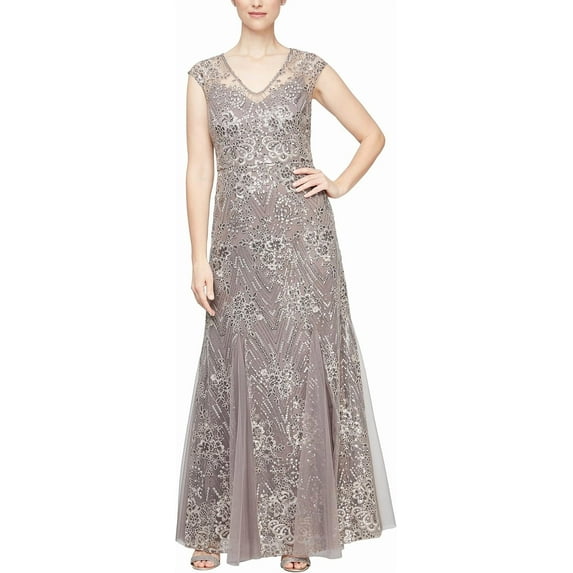 Alex Evenings Women's Long Fit and Flare Dress Godet Detail