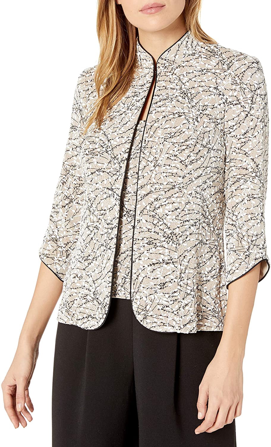 Alex Evenings Women's Twinset - Printed Jacket & Scoop Neck Tank Top Set (Petite/Regular Sizes)