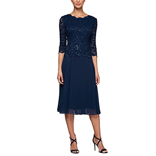 Alex Evenings Women's Mock Two Piece Cocktail Dress Blue Size 12