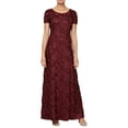 thumbnail image 1 of Alex Evenings Women's Rosette Lace A Line Gown Purple Size 16 Petite, 1 of 3