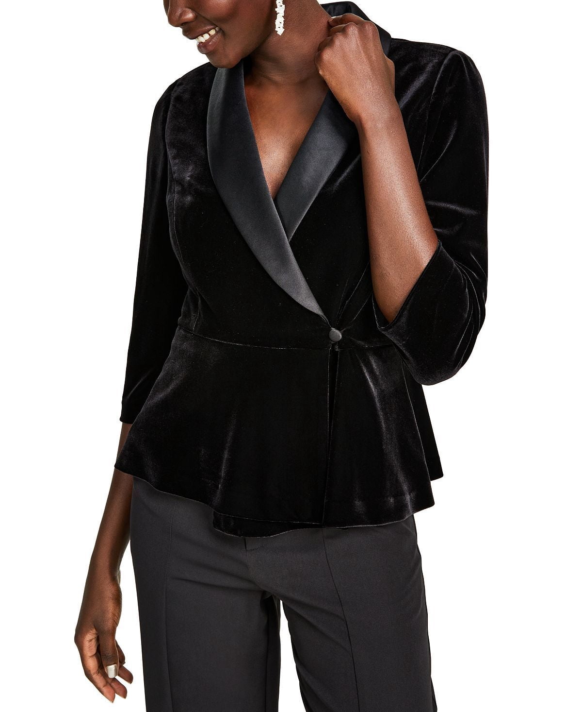 womens black peplum top