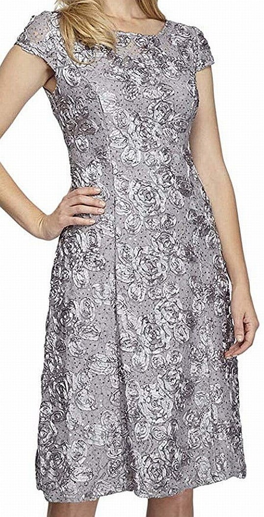green emerald velvet dress Alex Evenings Petite Audrey Rosette Lace Short Dress Periwinkle / 14p main image 1