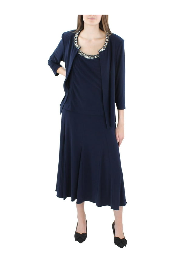 Womens 2PC Embellished Dress With Jacket