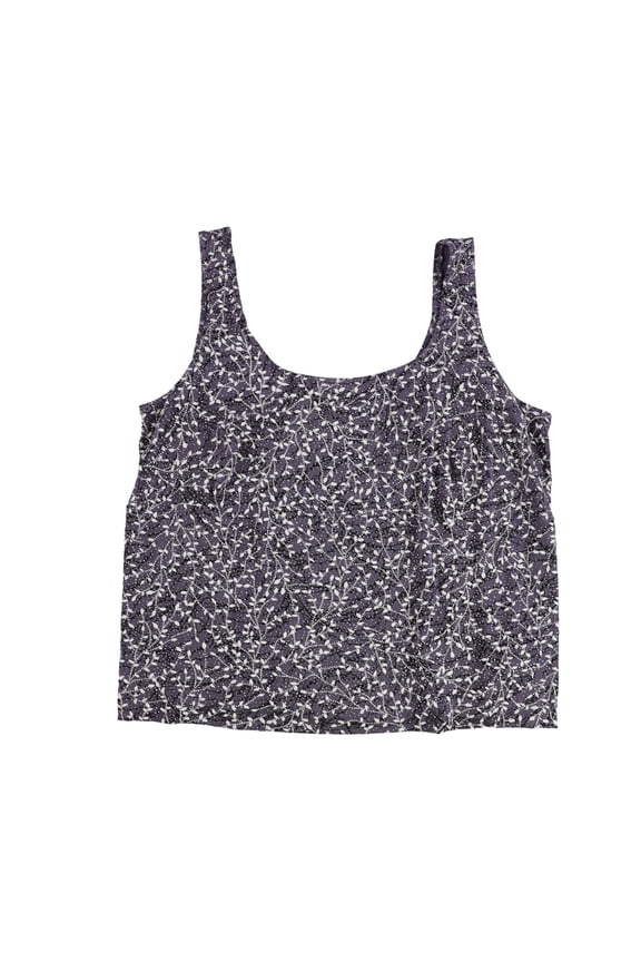 Womens Glitter Leaf Tank Top, Purple, Plus Size, 2X