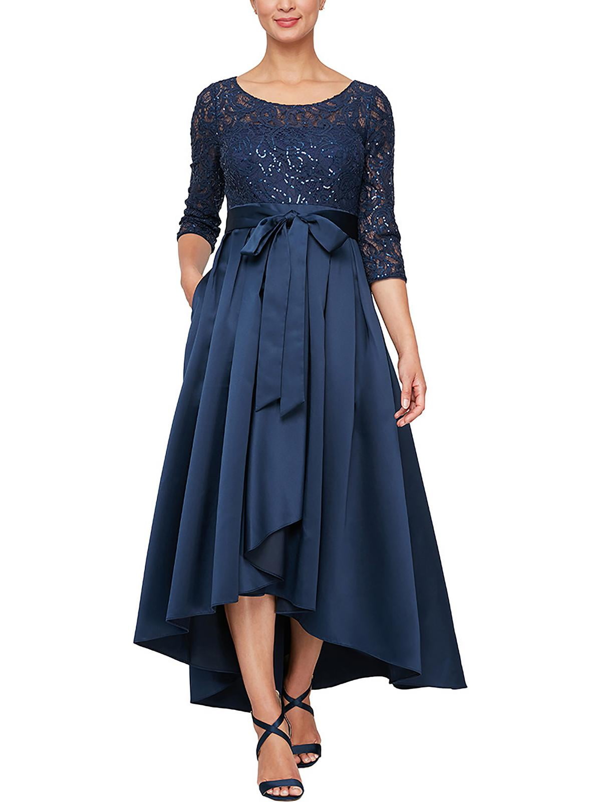chinese dress ladies Alex Evenings Women's Boat Neck A-Line Midi Dress - Champagne main image 0