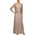 thumbnail image 1 of Alex Evenings Womens Long Lace Jacket Dress Buff 10 Long Lace Jacket Dress, 1 of 5