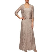 green emerald velvet dress Alex Evenings Women's Long Mother of The Bride Sequin Lace Jacket Dress  with Illusion Sleeves (Petite and Regular Sizes), Buff, 6 : Clothing, Shoes  & Jewelry main image 1