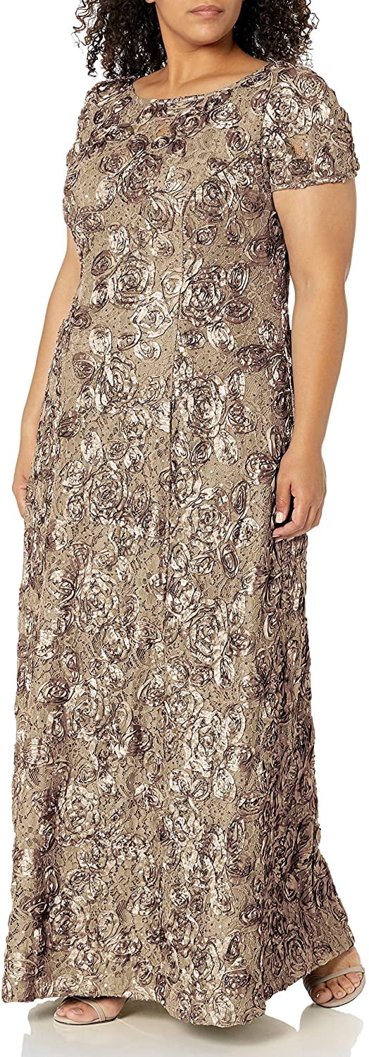 alex evenings champagne dress Alex Evenings Rebecca Puff Sleeve Detail Dress DEEP PLUM / 12 main image 0