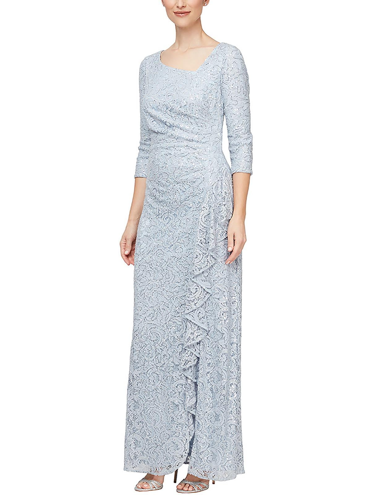 petite alex evening dresses Alex Evenings Long Sleeveless Ombre Glitter Mesh Dress with Cowl Neckline and Cascade Detail Skirt WINE MULTI / 14