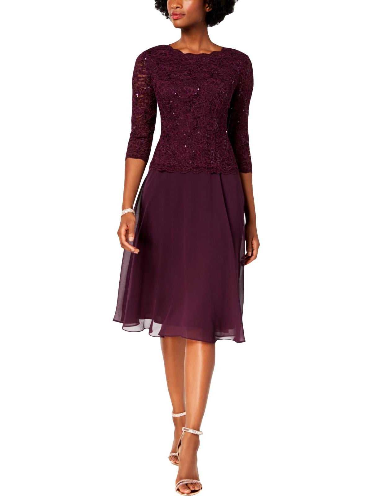 alex evenings purple dress Alex Evenings Embellished Lace A-Line Gown, Size 10 main image 0