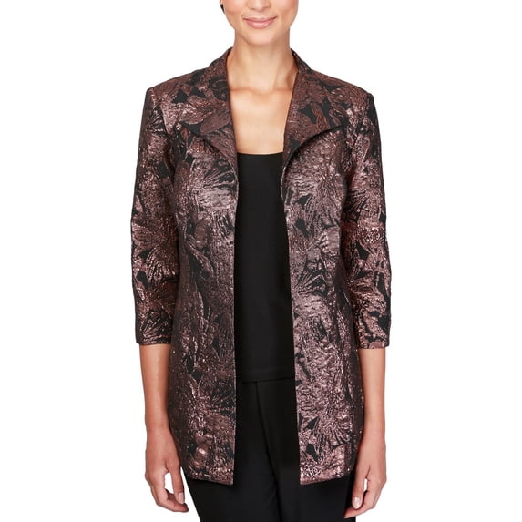 Alex Evenings Womens Petites Printed Jacket Twinset