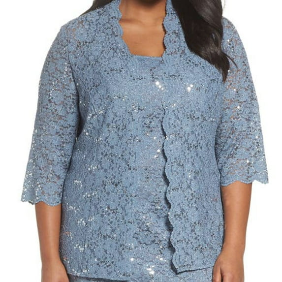 Alex Evenings Womens Plus Size Sequined Lace Jacket