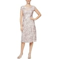 thumbnail image 1 of Alex Evenings Womens Short Embroidered Dresses 10 Blush a Line, 1 of 3