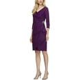 thumbnail image 1 of Alex Evenings Womens Slimming Short Sheath 3/4 Sleeve Dress with Surplus Neckline 14 Summer Plum, 1 of 3