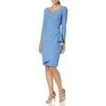 thumbnail image 1 of Alex Evenings Womens Slimming Short Sheath 3/4 Sleeve Dress with Surplus Neckline 8 Sky Blue, 1 of 4