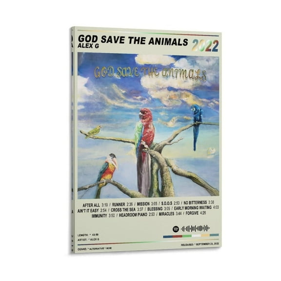 Alex G - God Save The Animals Music Album Cover Posters Canvas Poster Wall Decorative Art Painting Living Room Bedroom Decoration Gift