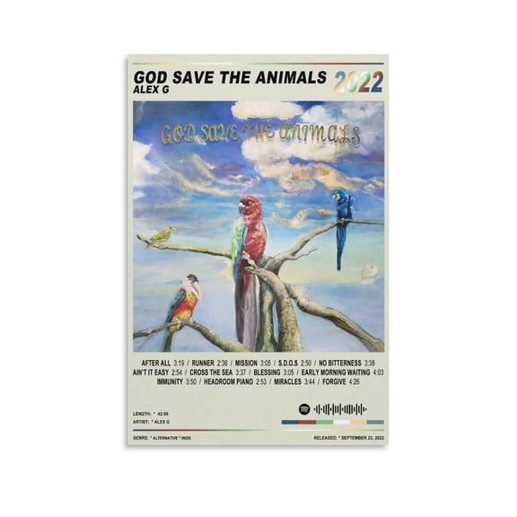 Alex G - God Save The Animals Music Album Cover Posters Canvas Poster Wall Decorative Art Painting Living Room Bedroom Decoration Gift