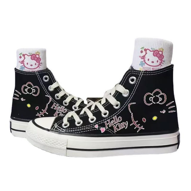 Alex Hello Kitty Women's HighTop Canvas Sneakers, HandPainted Cute