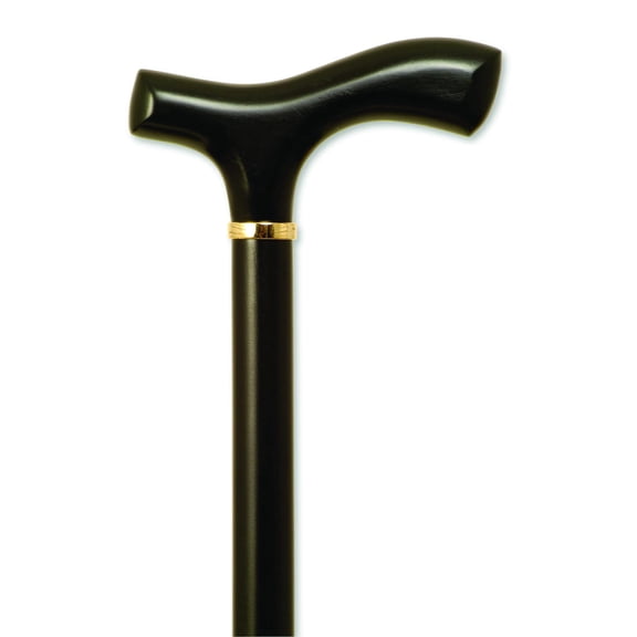 Alex Orthopedic Wood Cane with Fritz Handle in Black Stain - Stylish Walking Stick for Men, Women and Seniors - Cut to Size, Supports Up to 250lbs