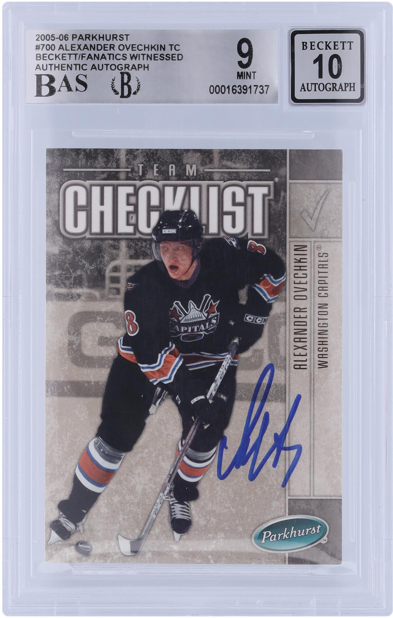 Alex Ovechkin Washington Capitals Autographed 2005-06 Upper Deck Parkhurst Team Checklist #700 Beckett Fanatics Witnessed Authenticated 9/10 Rookie Card - Fanatics Authentic Certified