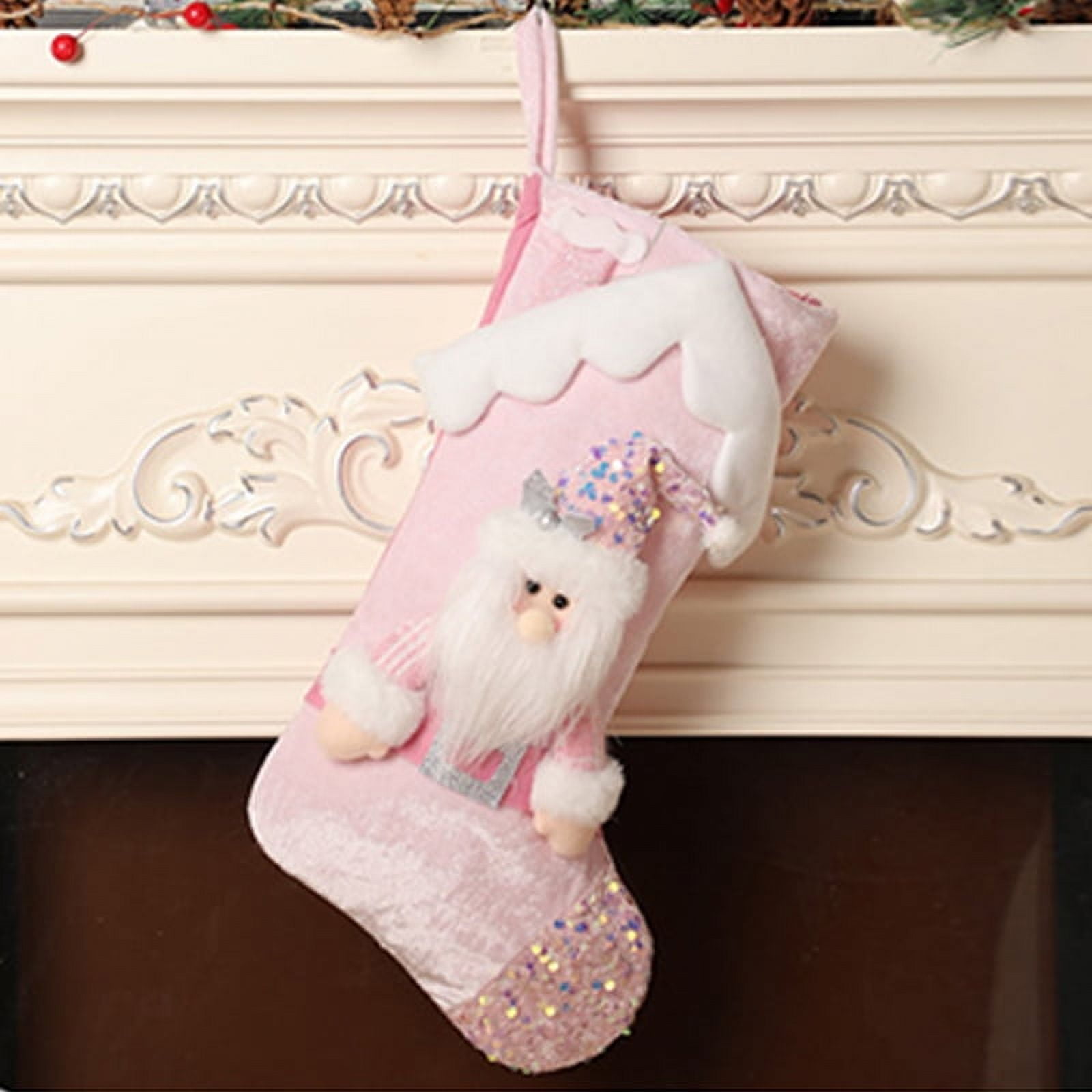 Alex Pink Christmas Stocking Santa Bags, Decorative Boots for Kids