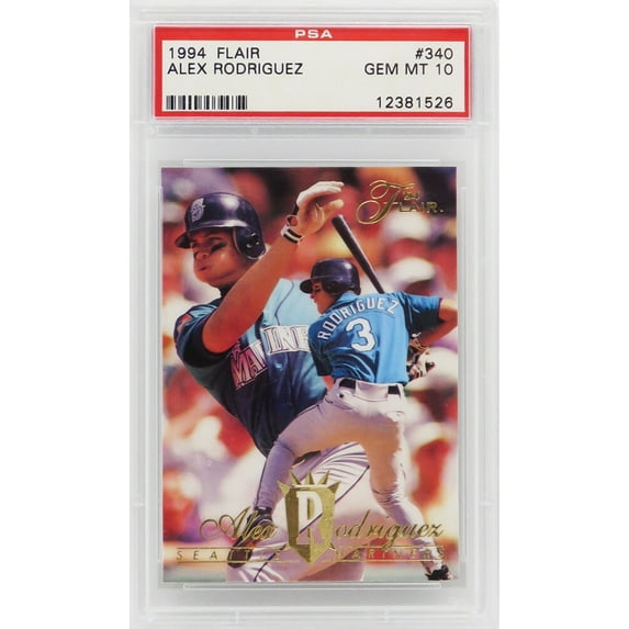 Alex Rodriguez (Seattle Mariners) 1994 Flair Baseball #340 RC Rookie Card - PSA 10 GEM MINT