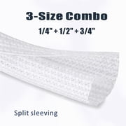 Alex Tech 1/4 1/2 3/4 3-Size Cable Management Cord Organizer Cable Protector Split Sleeve - White