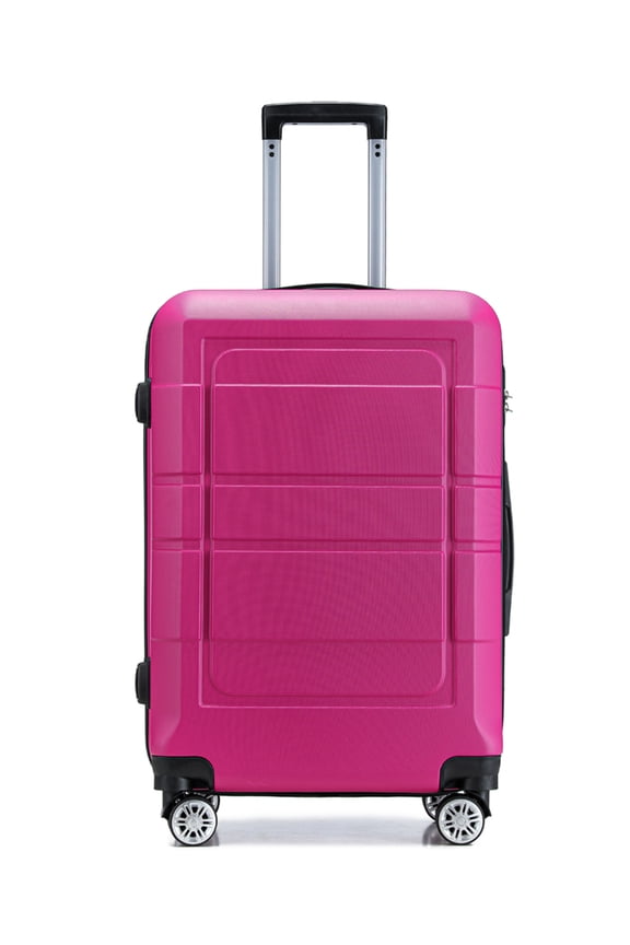 22" 3 Piece Hardside Spinner Carry On Travel Luggage Set, Rose Red