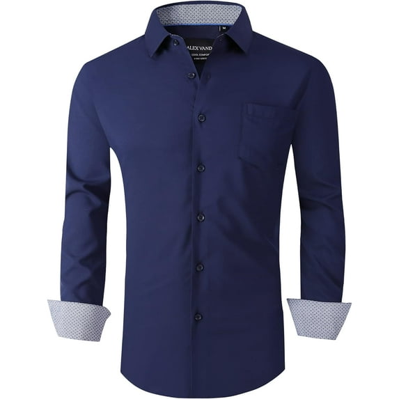 Alex Vando Mens Dress Shirts Regular Fit Long Sleeve Stretch Business Dress Shirts for Men