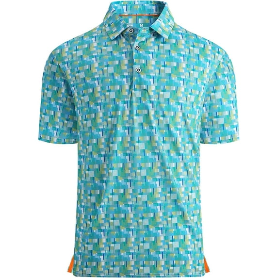 Alex Vando Mens Golf Shirt Moisture Wicking Quick-Dry Print Performance Polo Shirts for Men