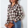 thumbnail image 1 of Alex Vando Plaid Flannel Shirts for Women Long Sleeve, Oversized Womens Casual Flannel Button Down Shirts Blouses Tops,CoffceWhite XL, 1 of 6