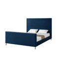 thumbnail image 1 of Posh Living Alex Velvet Upholstered Platform King Bed in Navy Blue, 1 of 8